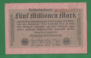 5 миллионов марк 1923 Веймарская Республика 